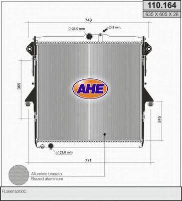 AHE 110164 Радіатор, охолодження двигуна