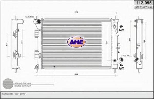 AHE 112095 Радіатор, охолодження двигуна