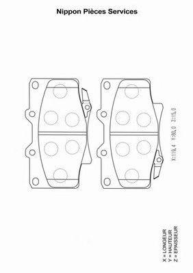 TOYOTA 04465-60020 Комплект гальмівних колодок, дискове гальмо