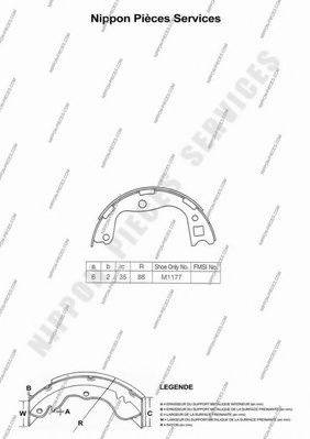 NISSAN 44060V0329 Комплект гальмівних колодок, стоянкова гальмівна система