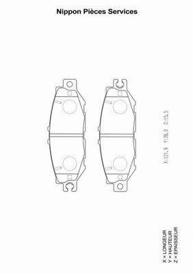 TOYOTA 0446650030 Комплект гальмівних колодок, дискове гальмо