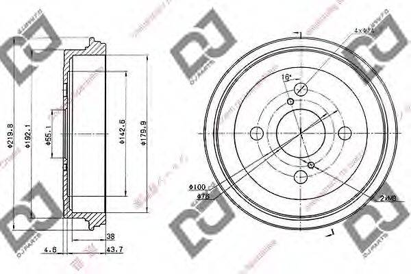 DJ PARTS BR1032 Гальмівний барабан