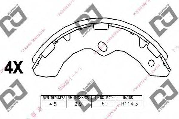 DJ PARTS BS1034 Комплект гальмівних колодок