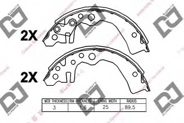 DJ PARTS BS1129 Комплект гальмівних колодок