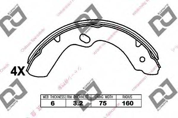 DJ PARTS BS1122 Комплект гальмівних колодок