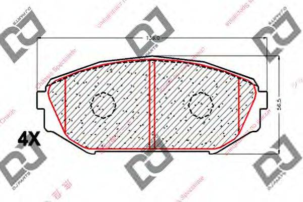 DJ PARTS BP1764 Комплект гальмівних колодок, дискове гальмо