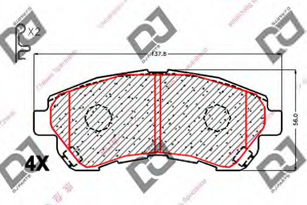 DJ PARTS BP1826 Комплект гальмівних колодок, дискове гальмо