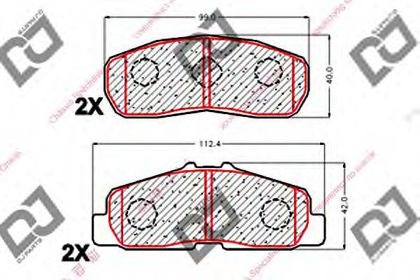 DJ PARTS BP1834 Комплект гальмівних колодок, дискове гальмо