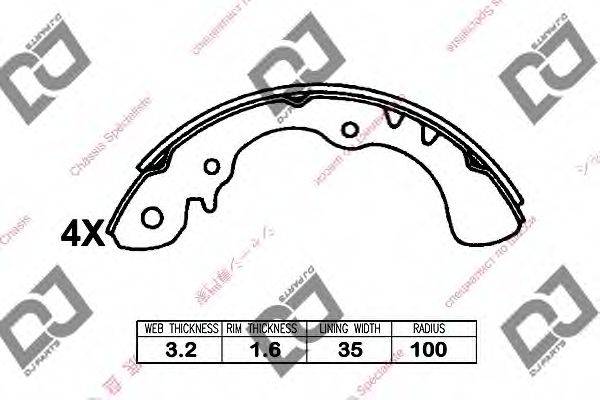 DJ PARTS BS1176 Комплект гальмівних колодок
