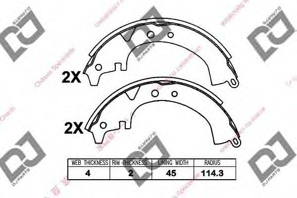 DJ PARTS BS1188 Комплект гальмівних колодок