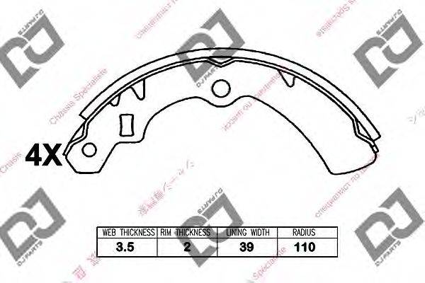 DJ PARTS BS1400 Комплект гальмівних колодок
