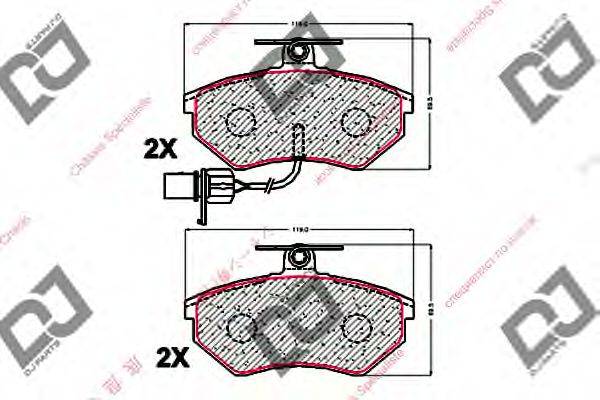 DJ PARTS BP2004 Комплект гальмівних колодок, дискове гальмо
