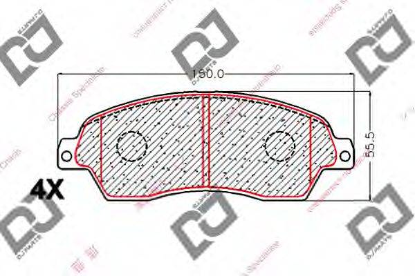 DJ PARTS BP2044 Комплект гальмівних колодок, дискове гальмо