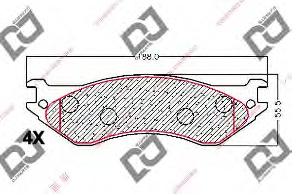 DJ PARTS BP2051 Комплект гальмівних колодок, дискове гальмо