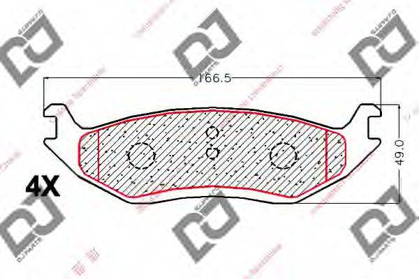 DJ PARTS BP2052 Комплект гальмівних колодок, дискове гальмо