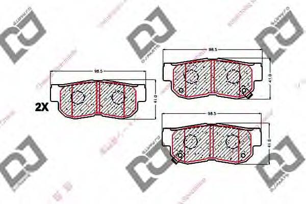 DJ PARTS BP1622 Комплект гальмівних колодок, дискове гальмо
