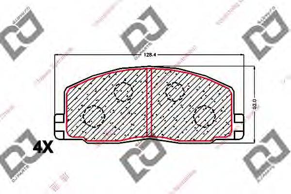 DJ PARTS BP1629 Комплект гальмівних колодок, дискове гальмо
