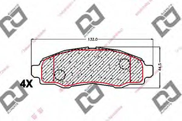 DJ PARTS BP1677 Комплект гальмівних колодок, дискове гальмо