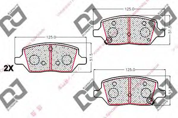 DJ PARTS BP2066 Комплект гальмівних колодок, дискове гальмо