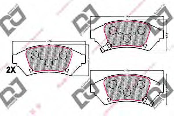 DJ PARTS BP2073 Комплект гальмівних колодок, дискове гальмо