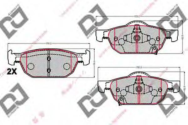 DJ PARTS BP2137 Комплект гальмівних колодок, дискове гальмо