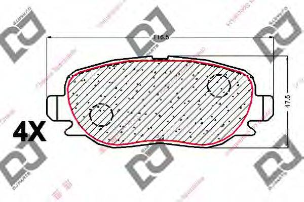 DJ PARTS BP2032 Комплект гальмівних колодок, дискове гальмо
