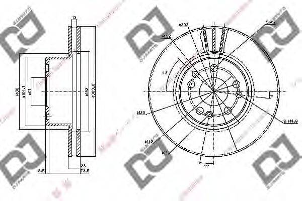 DJ PARTS BD1128 гальмівний диск