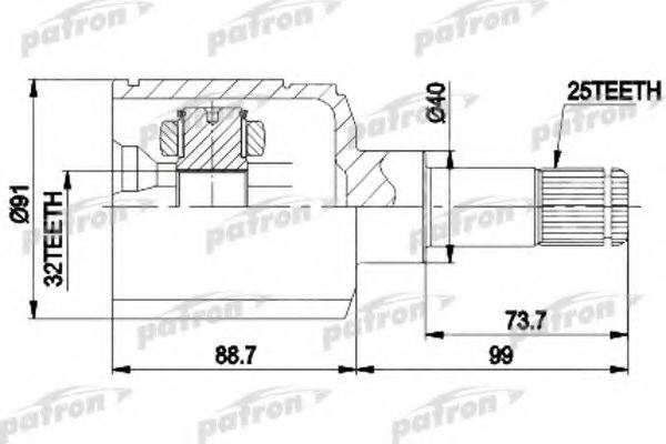 PATRON 87-9125 Шарнірний комплект, приводний вал