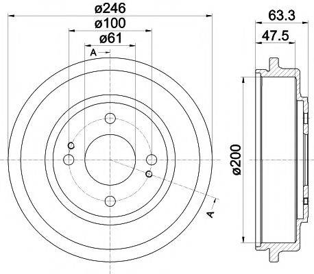 HELLA PAGID 61374 Гальмівний барабан