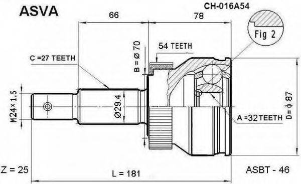 CHRYSLER 4720380 Шарнірний комплект, приводний вал