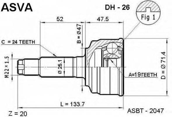 DAIHATSU 43410-97406 Шарнірний комплект, приводний вал