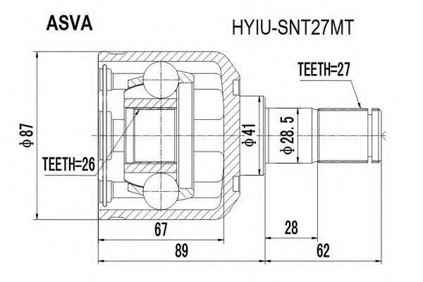 HYUNDAI 49605-38J00 Шарнірний комплект, приводний вал