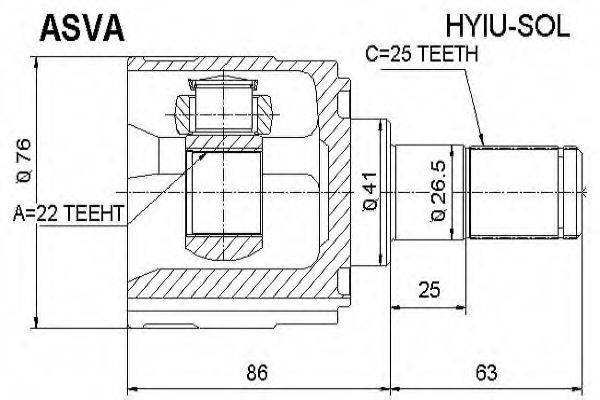 HYUNDAI 49535-2L001 Пильовик, приводний вал