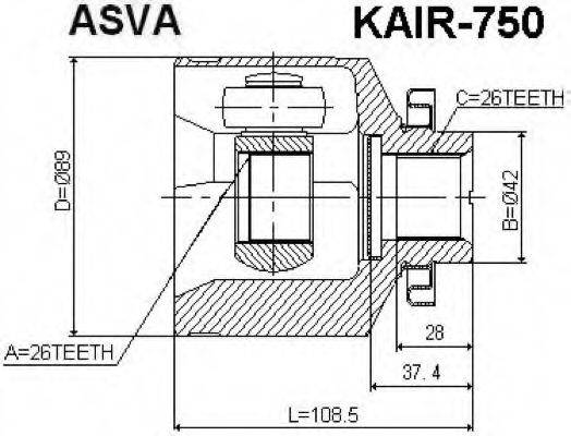 HYUNDAI 49500-2E600 Шарнірний комплект, приводний вал