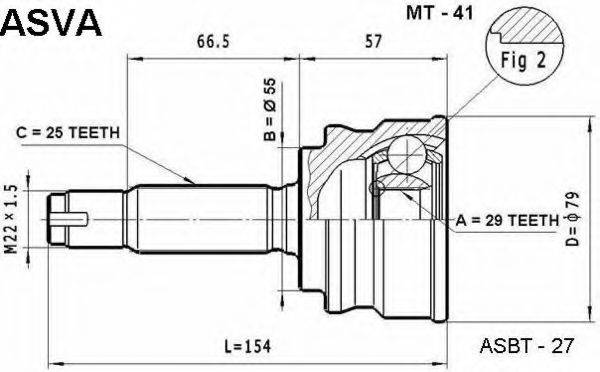 MITSUBISHI MR980743 Шарнірний комплект, приводний вал