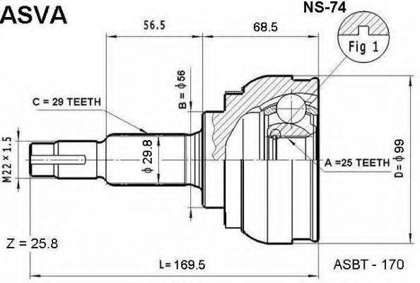 NISSAN 39100CB300 Шарнірний комплект, приводний вал
