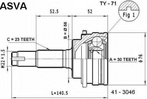 TOYOTA 43410-10260 Шарнірний комплект, приводний вал