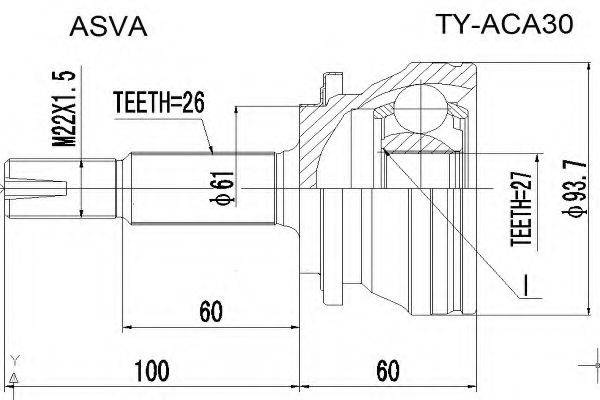 TOYOTA 4347049665 Шарнірний комплект, приводний вал