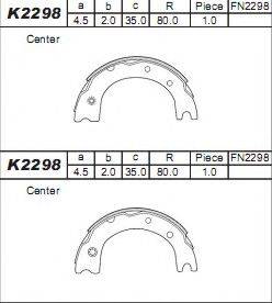 ASIMCO K2298 Комплект гальмівних колодок