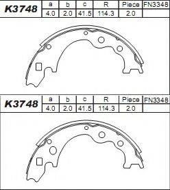 ASIMCO K3748 Комплект гальмівних колодок