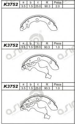 ASIMCO K3752 Комплект гальмівних колодок