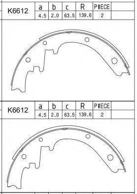 ASIMCO K6612 Комплект гальмівних колодок