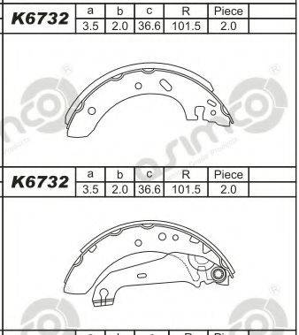 ASIMCO K6732 Комплект гальмівних колодок