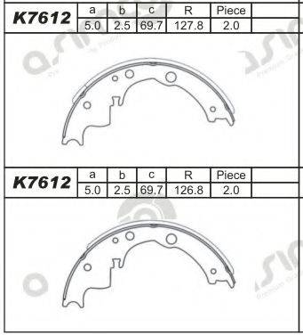 ASIMCO K7612 Комплект гальмівних колодок