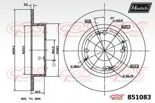 MAXTECH 851083 гальмівний диск