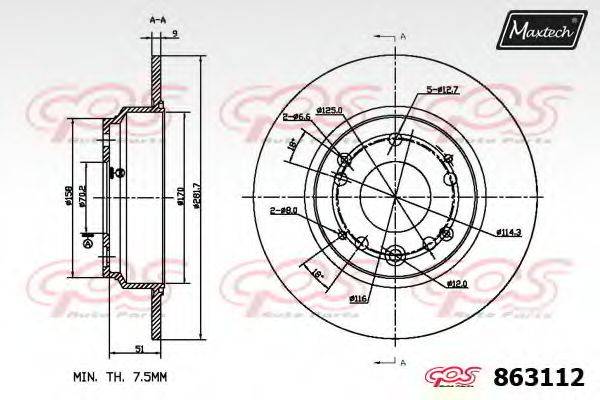MAXTECH 863112 гальмівний диск