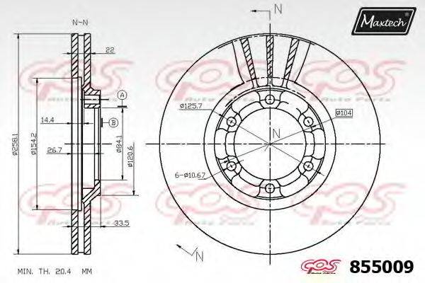 MAXTECH 855009 гальмівний диск