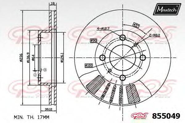 MAXTECH 855049 гальмівний диск