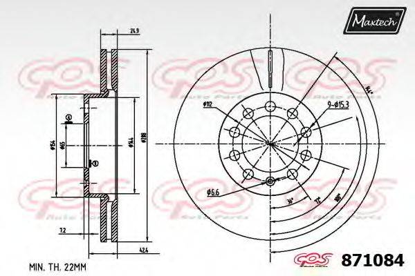 MAXTECH 871084 гальмівний диск