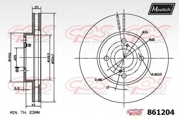 MAXTECH 861204 гальмівний диск